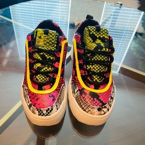 Qupid Neon Snake Print Chunky Sneaker (size 37)
